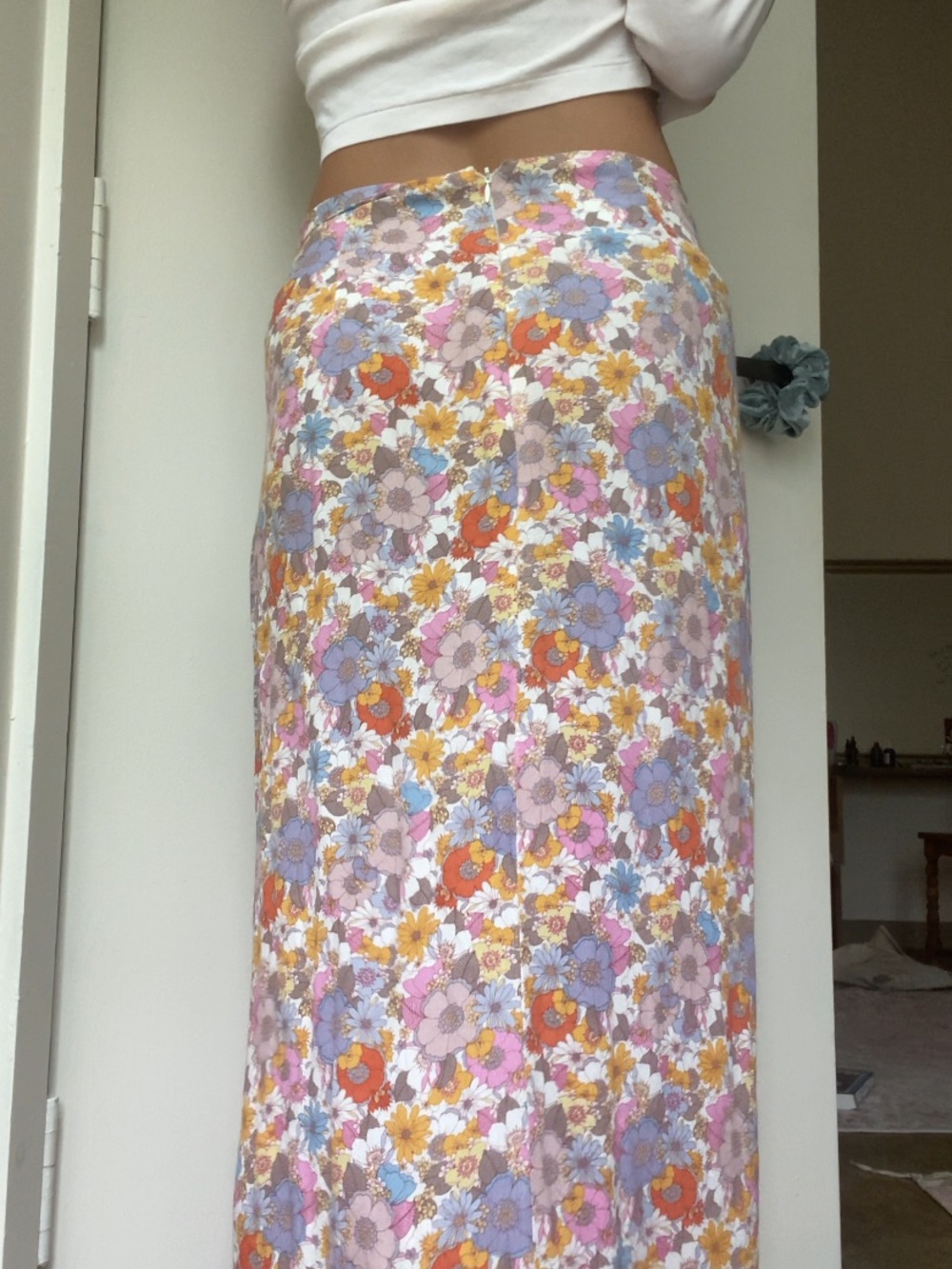Floral Midi Skirt in Pastel Bouquet